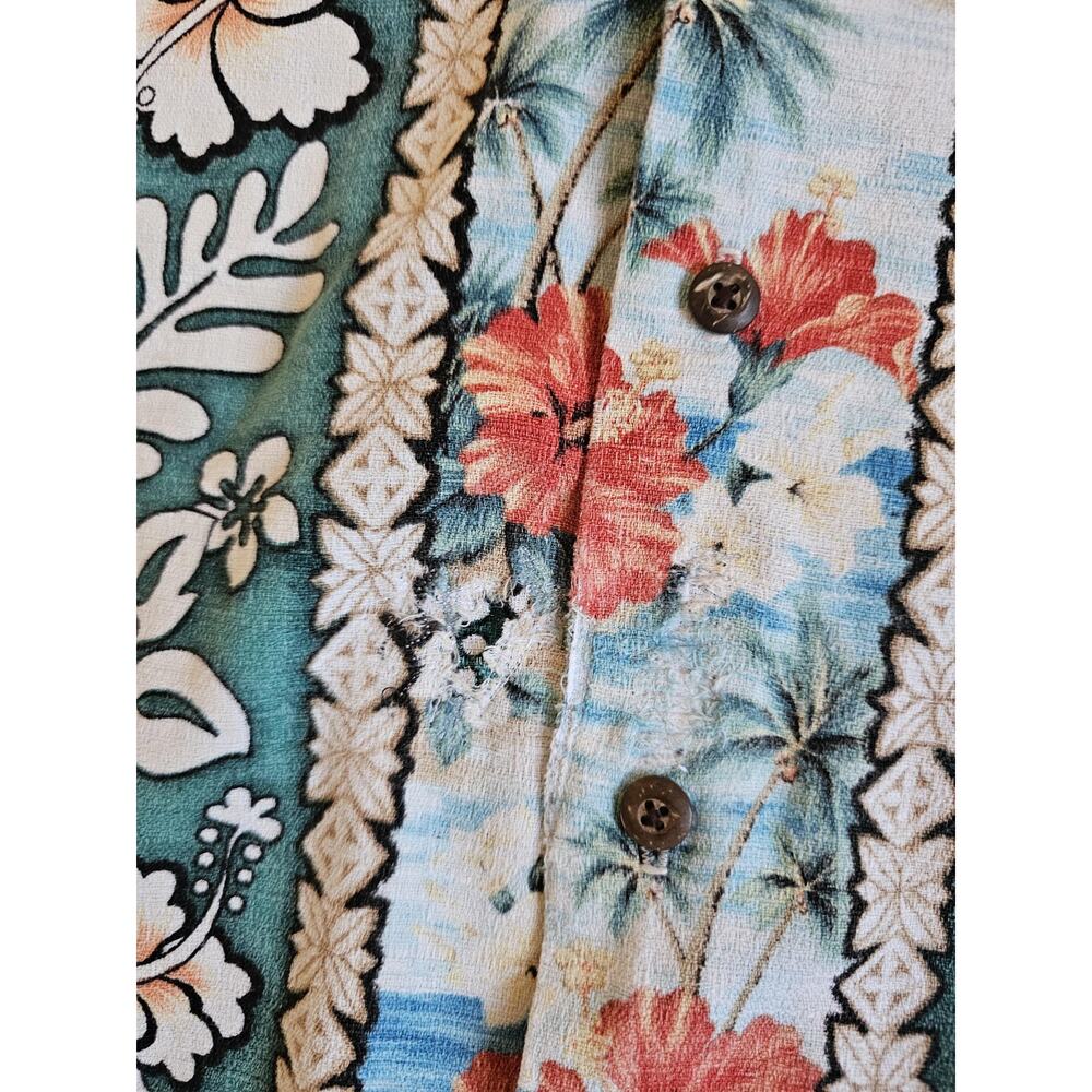 Kole Kole Hawaiian Barkcloth Floral Green Shirt Sz 2XL? 1970s - Picture 4 of 8